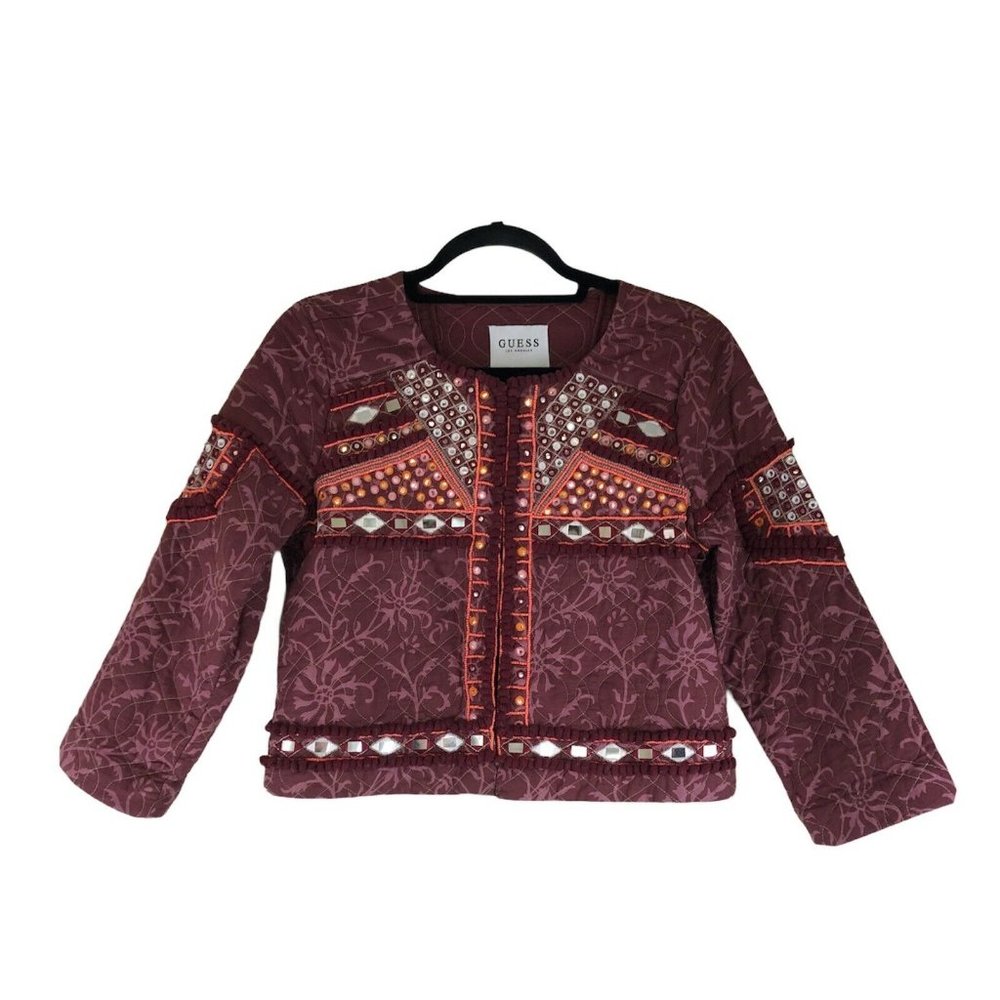 Guess Liberty Embroidered Quilted Mirrored Jacket